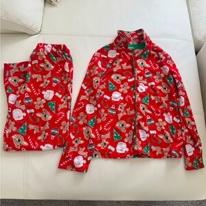 Boys Red Rudolph The Red Nosed Reindeer Flannel Christmas Pajama Set L 10/12